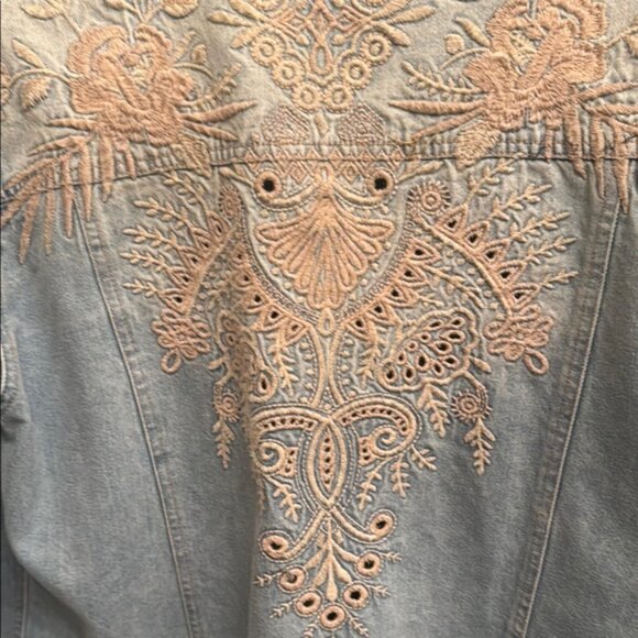 Johnny Was Blue Lace Jean Jacket - Picture 8 of 12